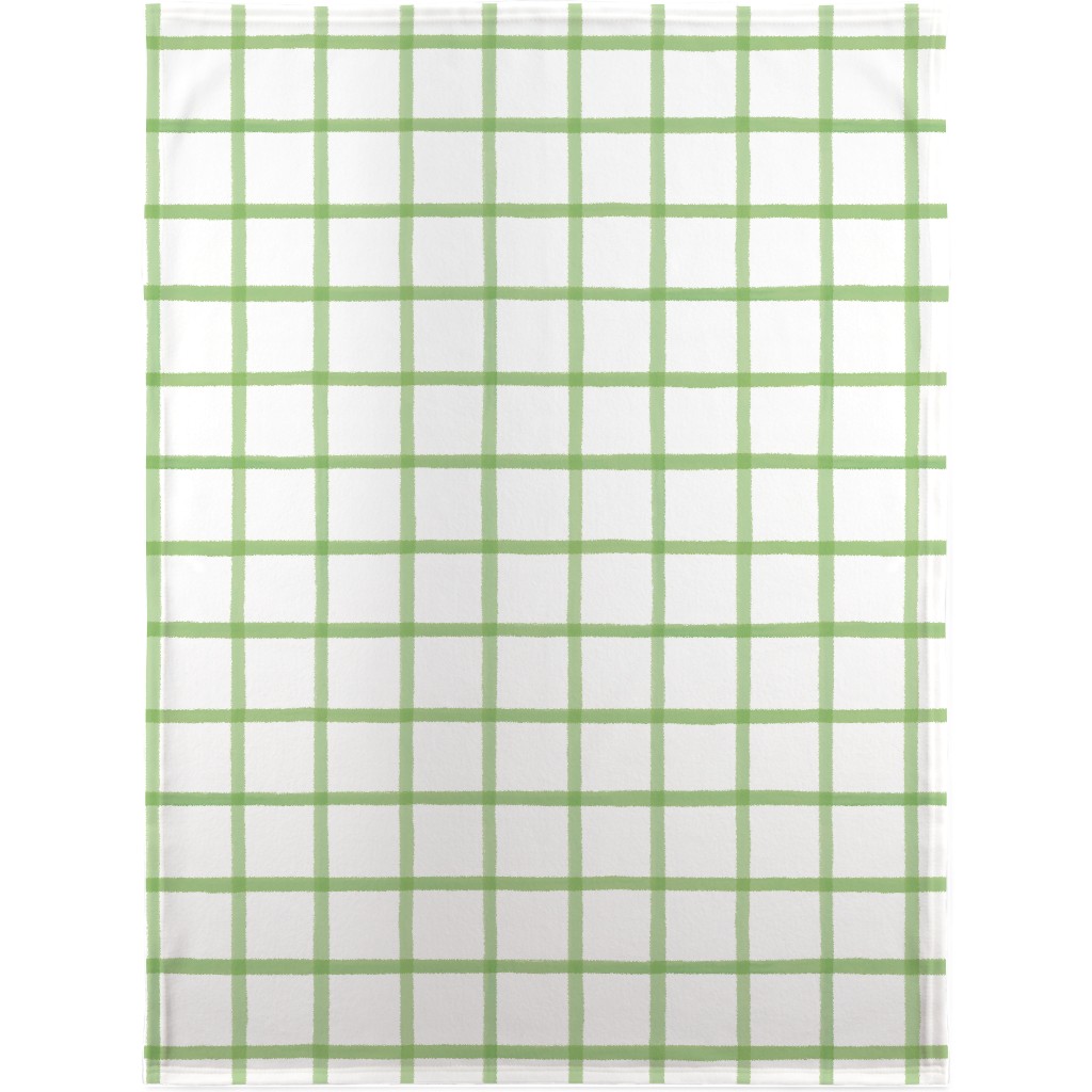 Window Pane Plaid Blanket, Sherpa, 30x40, Green