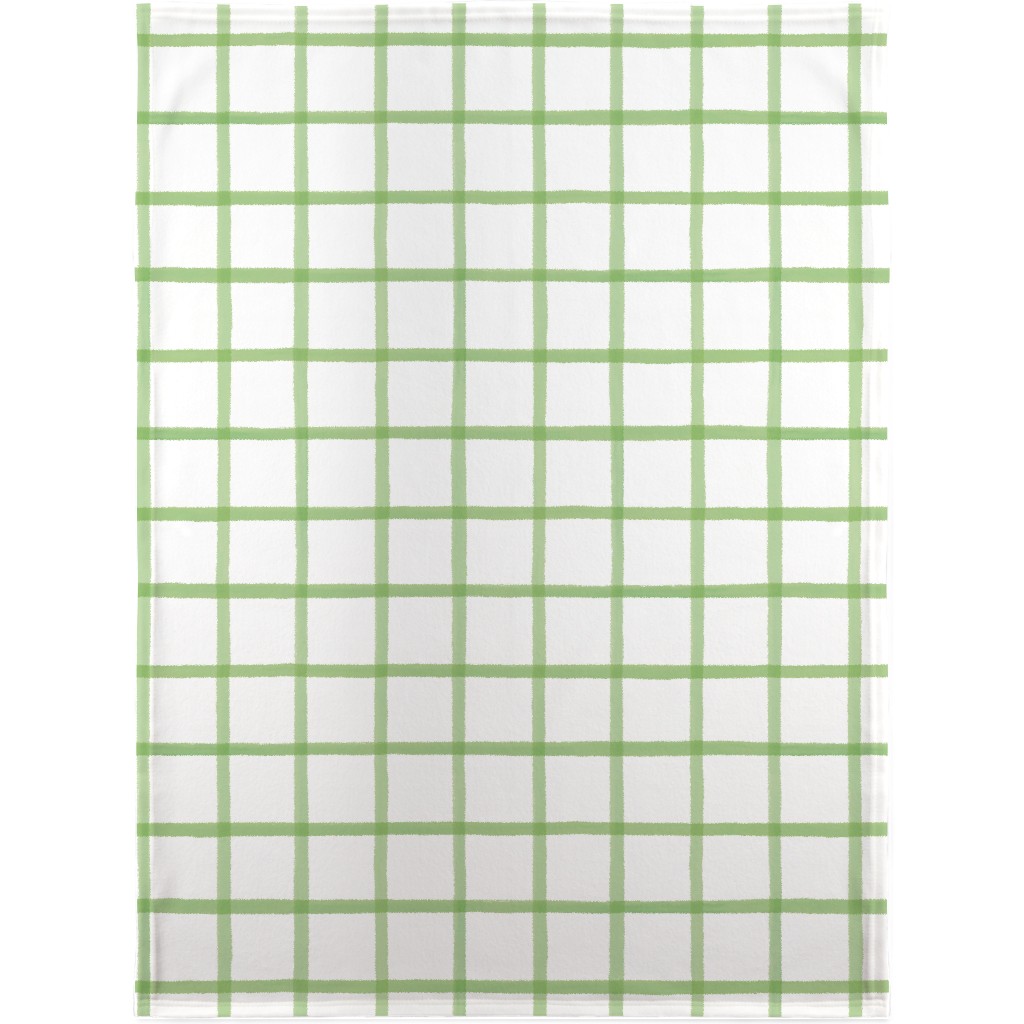 Window Pane Plaid Blanket, Sherpa, 30x40, Green, Green