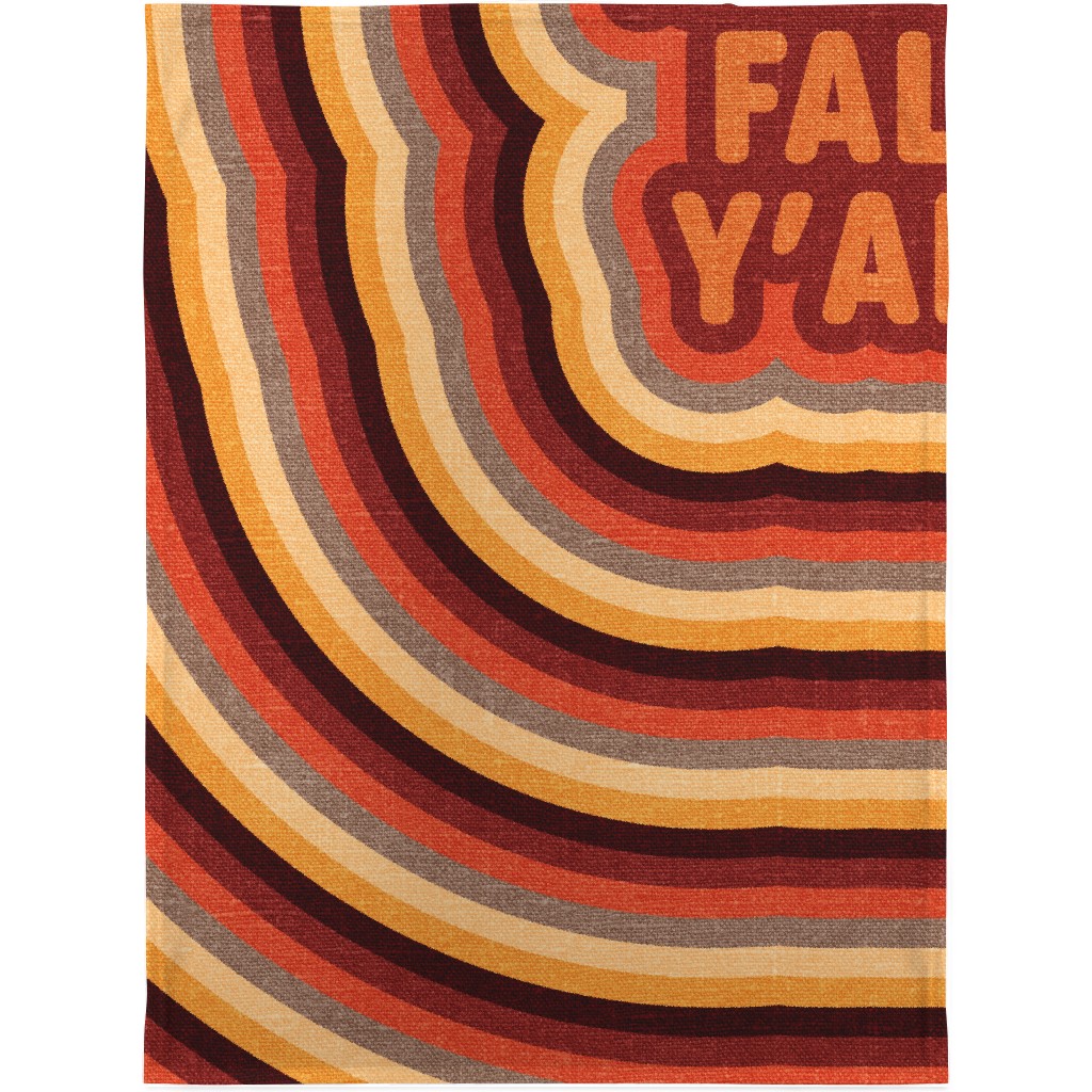 Retro Happy Fall Y'all - Multi Blanket, Sherpa, 30x40, Orange