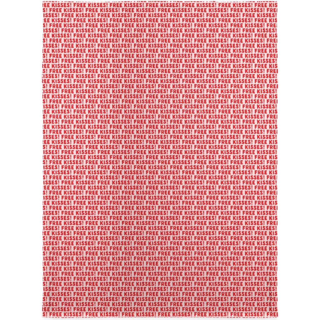 Free Kisses! - Red on Pink Blanket, Sherpa, 30x40, Red