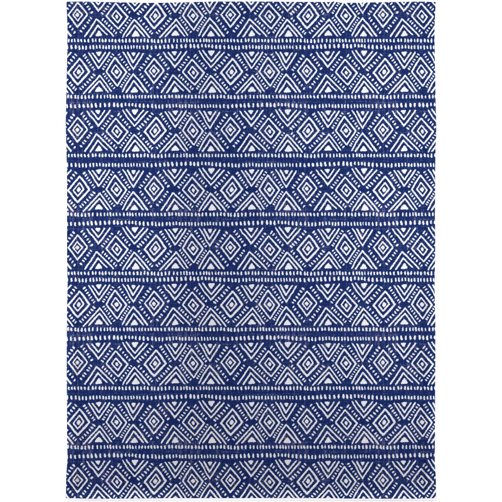 Abstract Diamonds - Navy Blanket, Sherpa, 30x40, Blue