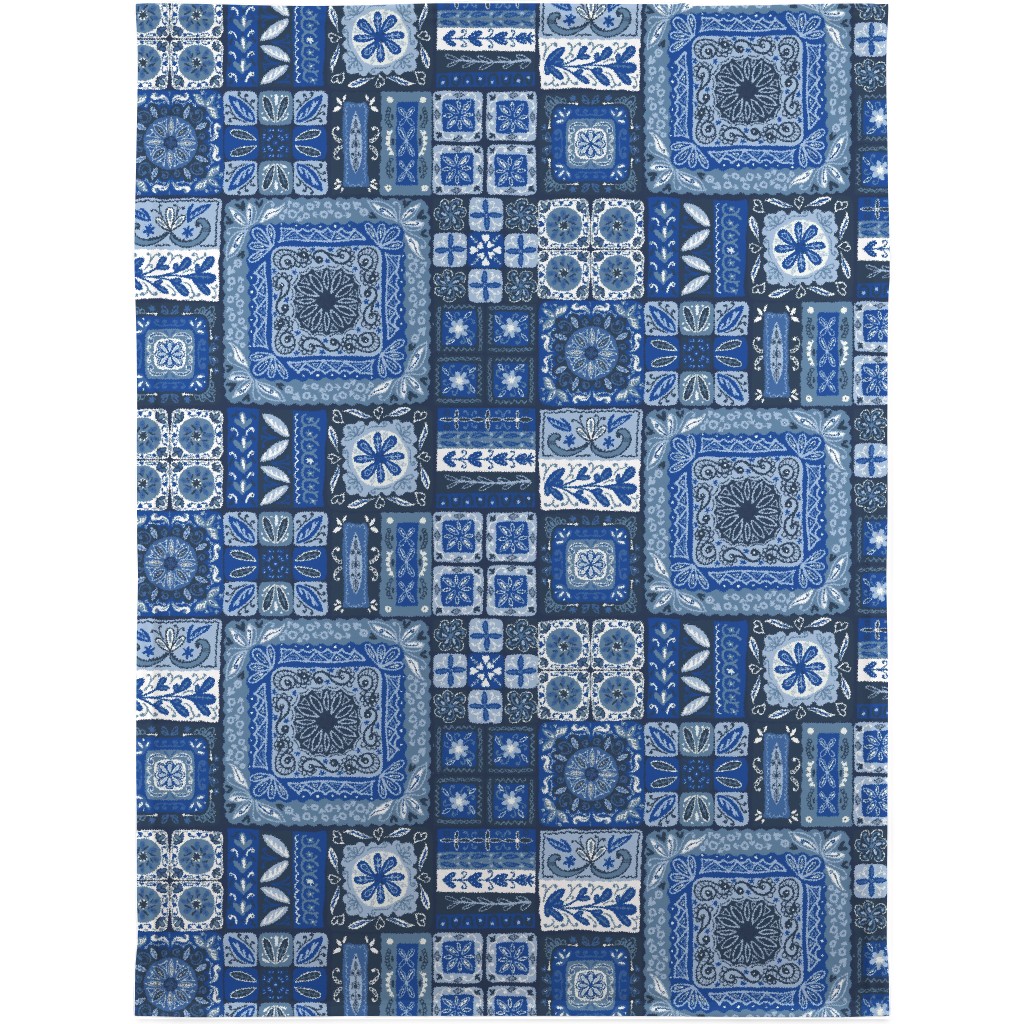 Grandma's Patchwork - Blue Blanket, Sherpa, 30x40, Blue, True Blue