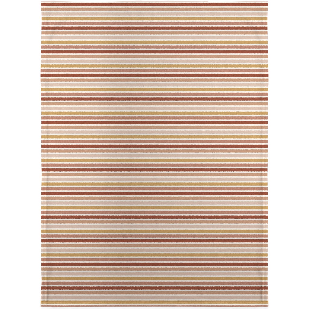 Retro Stripes - Pink on Faux Linen Blanket, Sherpa, 30x40, Pink, Bright Pink