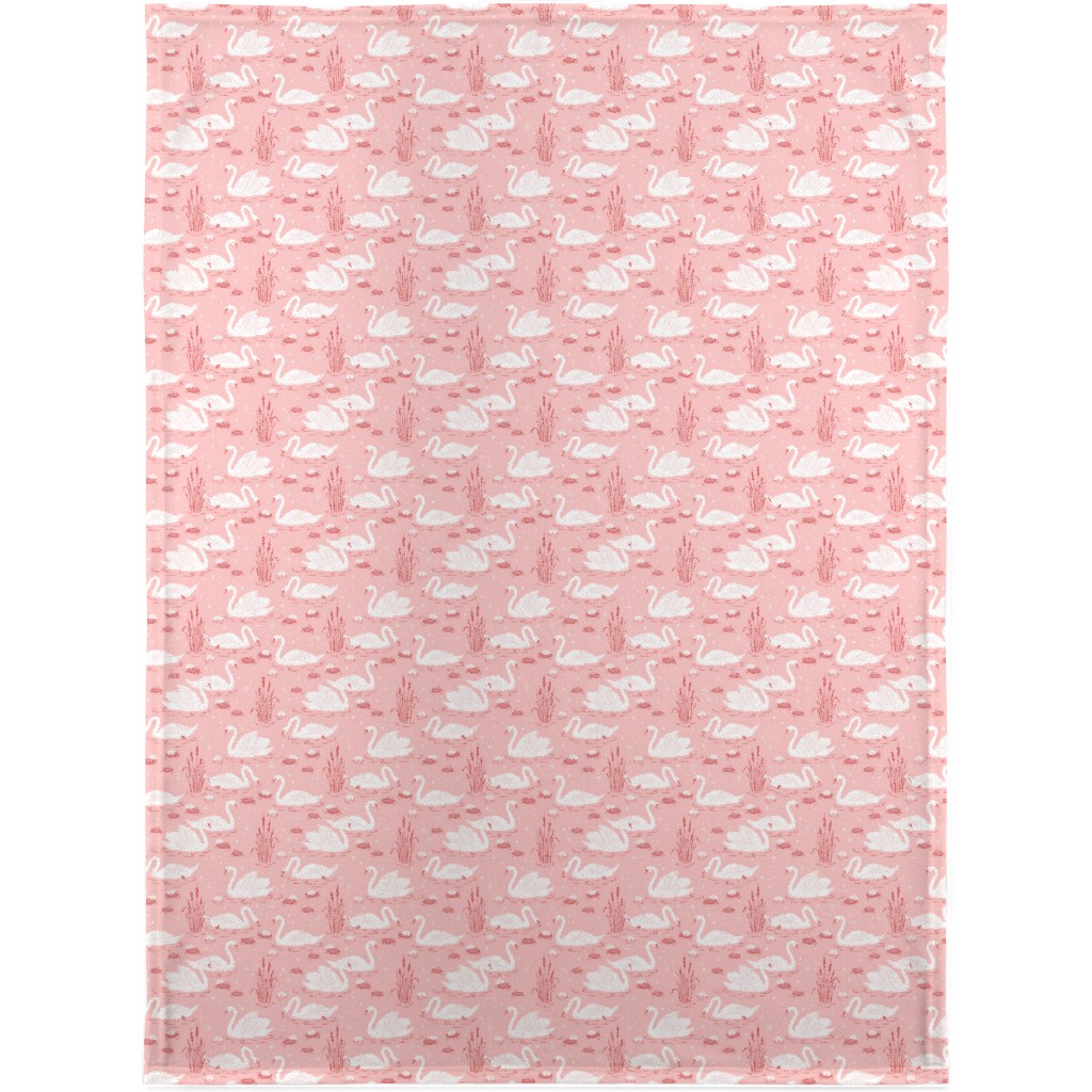 Summer Swans Blanket, Sherpa, 30x40, Pink