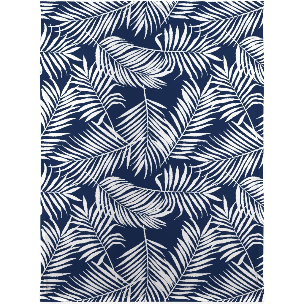 Palm Tree Leaves Blanket, Sherpa, 30x40, Blue