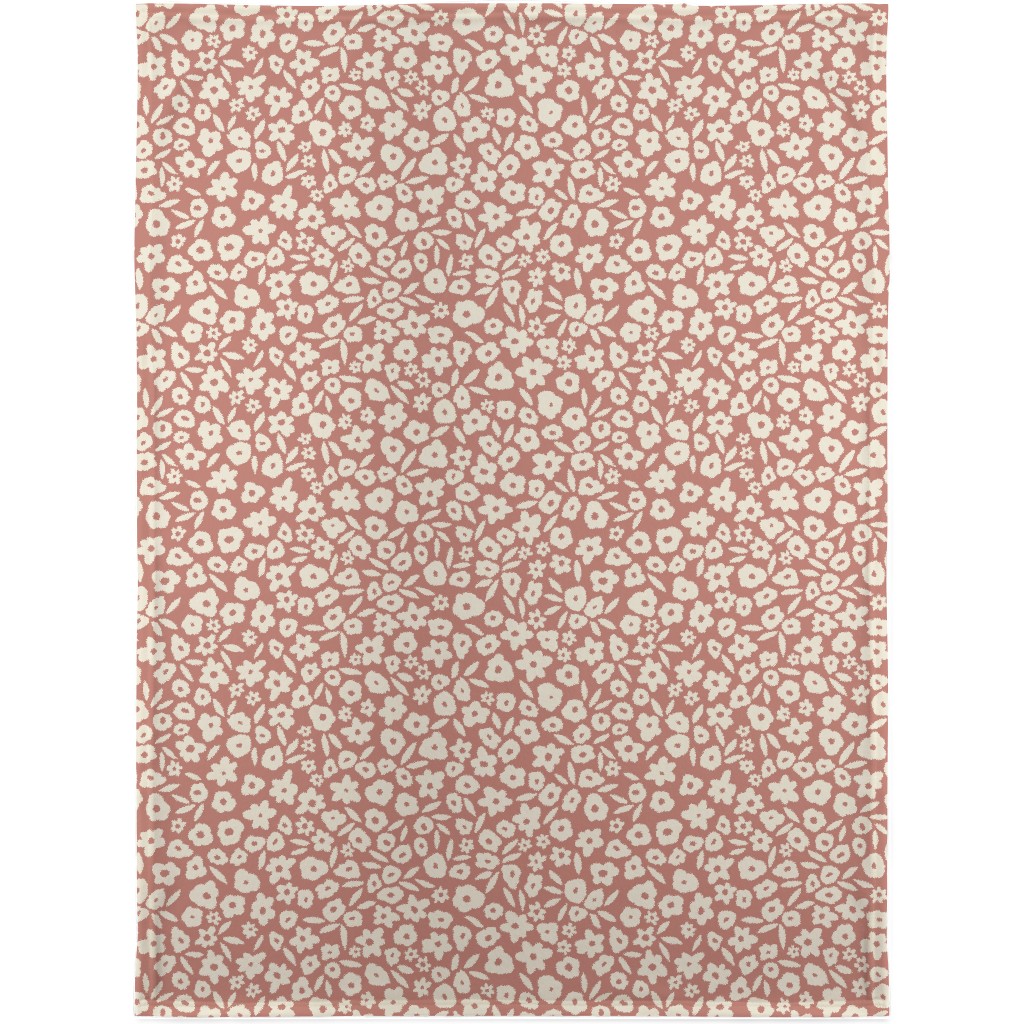 Flower Field on Cameo Rose Blanket, Sherpa, 30x40, Pink, Bright Pink