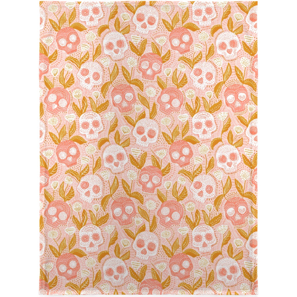 Halloween Skulls - Pastel Blanket, Sherpa, 30x40, Pink