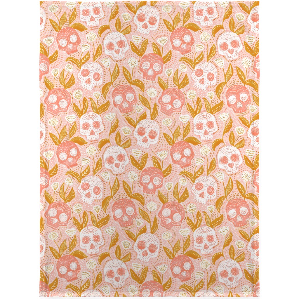 Halloween Skulls - Pastel Blanket, Sherpa, 30x40, Pink, Bright Pink