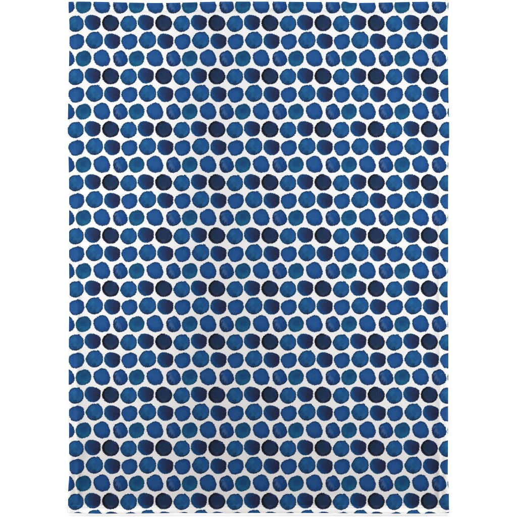 Watercolor Dots - Dark Blanket, Sherpa, 30x40, Blue