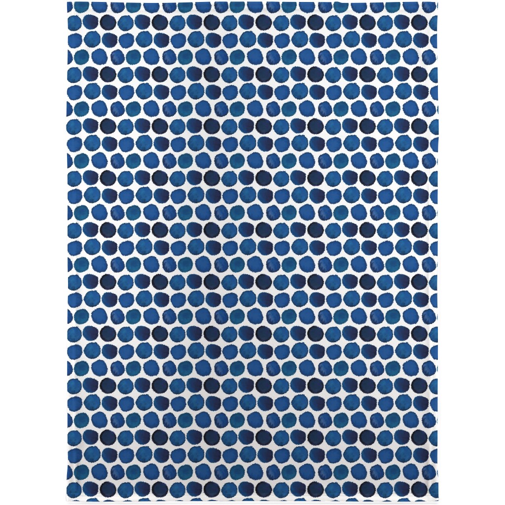 Watercolor Dots - Dark Blanket, Sherpa, 30x40, Blue, True Blue