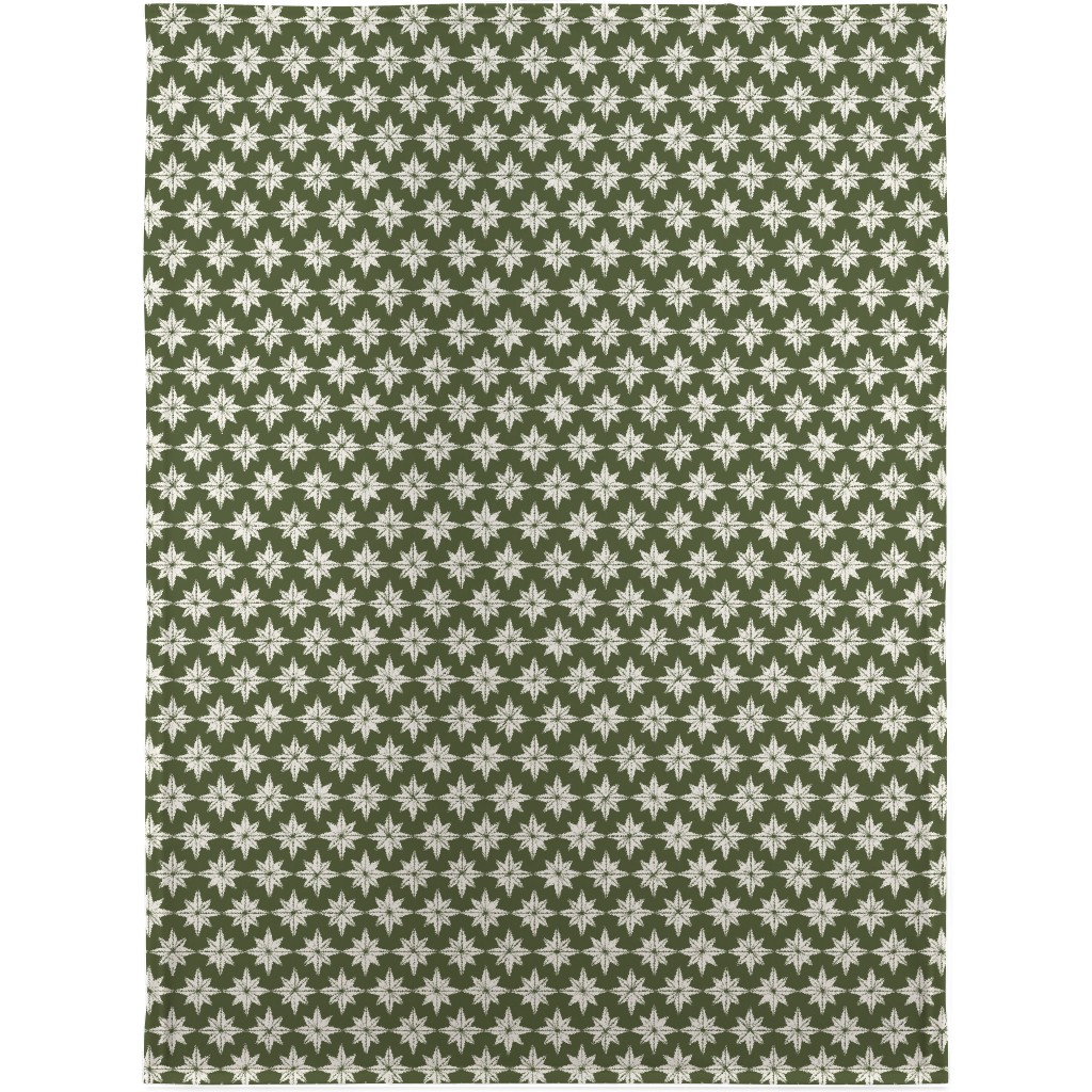 Christmas Star Tiles Blanket, Sherpa, 30x40, Green, Forest