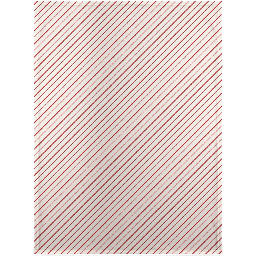 Diagonal Candy Cane Stripes Blanket, Sherpa, 30x40, Red