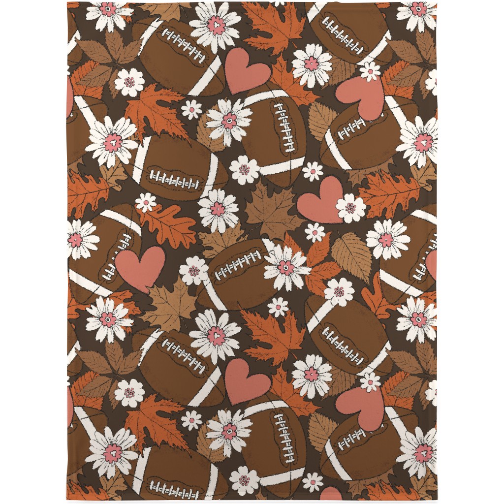Football, Fall and Florals - Brown Blanket, Sherpa, 30x40, Brown, Brown