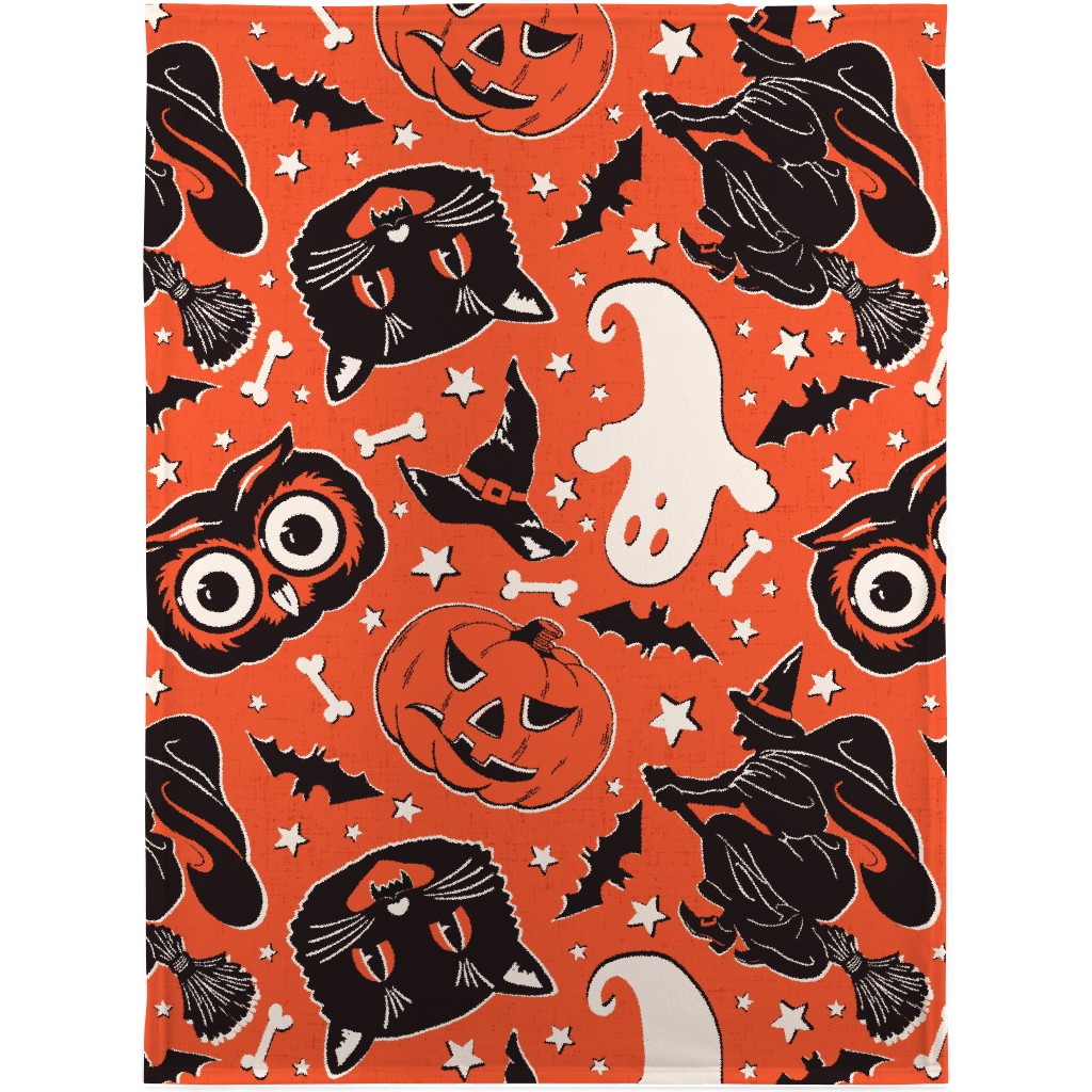 Vintage Halloween - Orange Blanket, Sherpa, 30x40, Orange