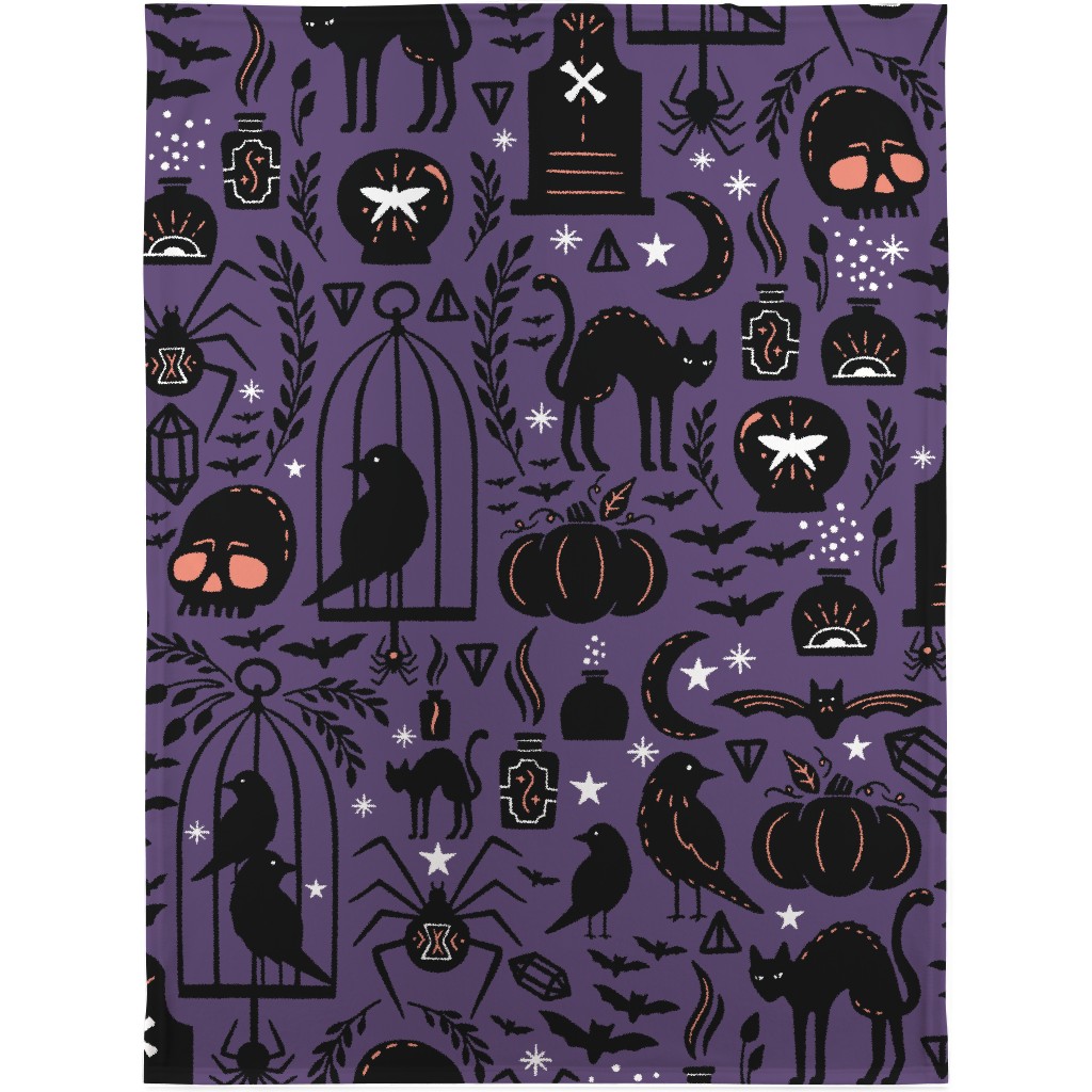 Spooky Witchcraft - Purple Blanket, Sherpa, 30x40, Purple