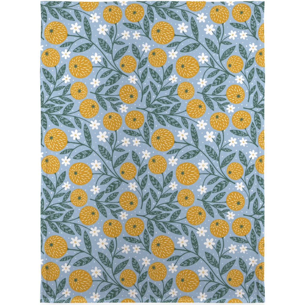Orange Trees - Blue Blanket, Sherpa, 30x40, Blue, True Blue