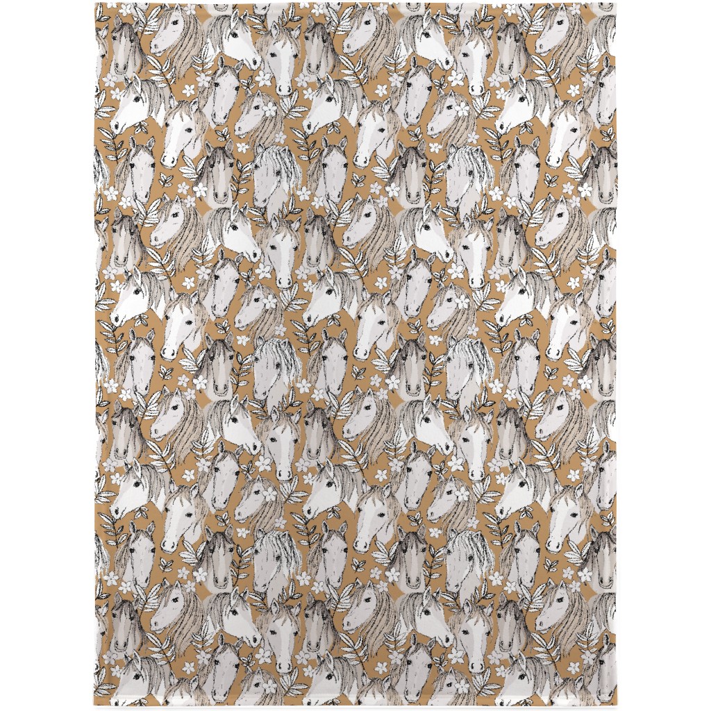 Wild Horses Blanket, Sherpa, 30x40, Brown