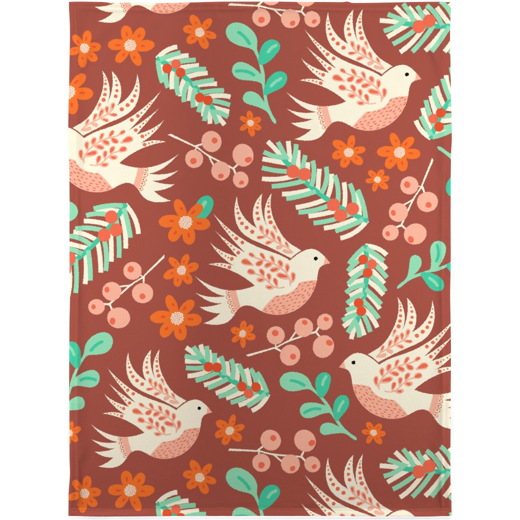Christmas Dove - Red Blanket, Sherpa, 30x40, Red