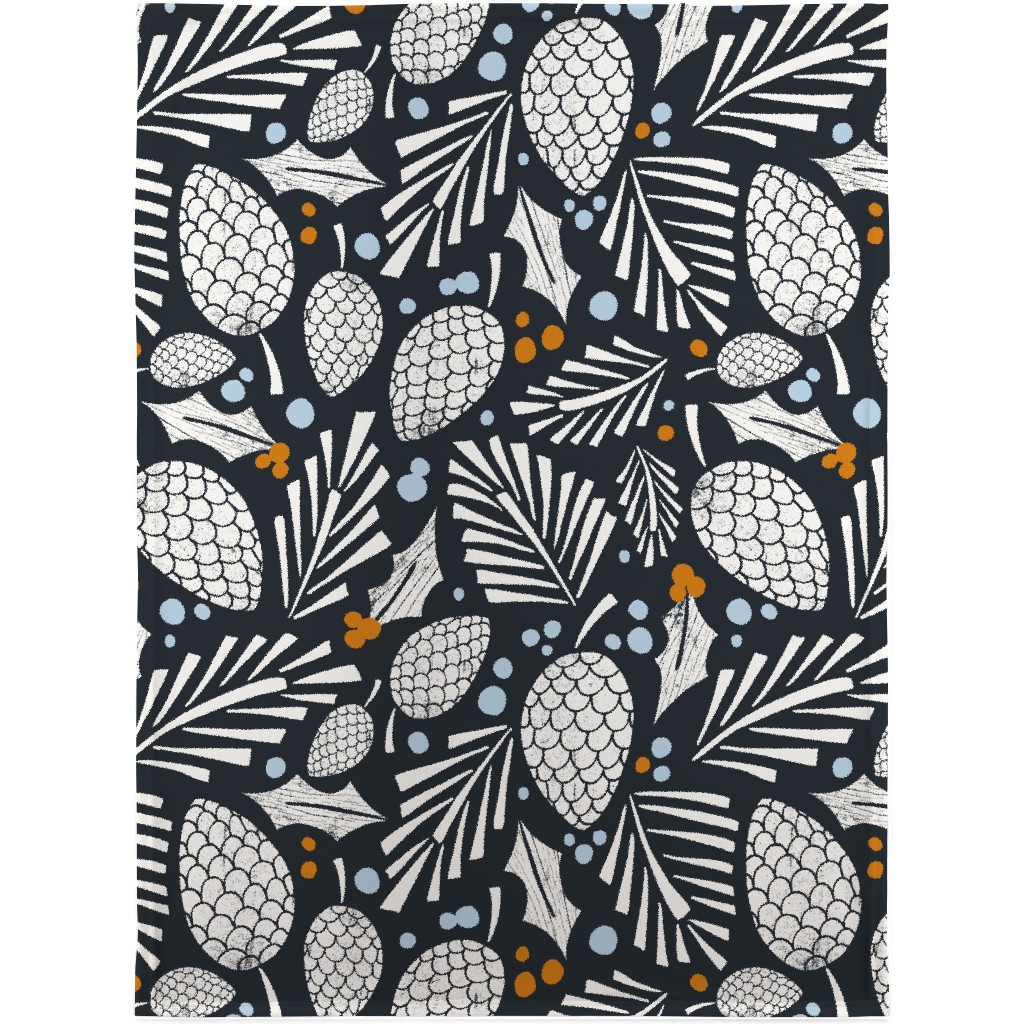 Winter Woodlands Christmas Pinecones Blanket, Sherpa, 30x40, Blue