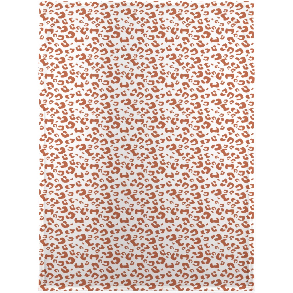 Leopard Print - Terracotta Blanket, Sherpa, 30x40, Brown