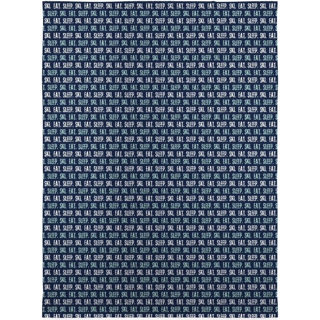 Eat Sleep Ski Blanket, Sherpa, 30x40, Blue, Navy