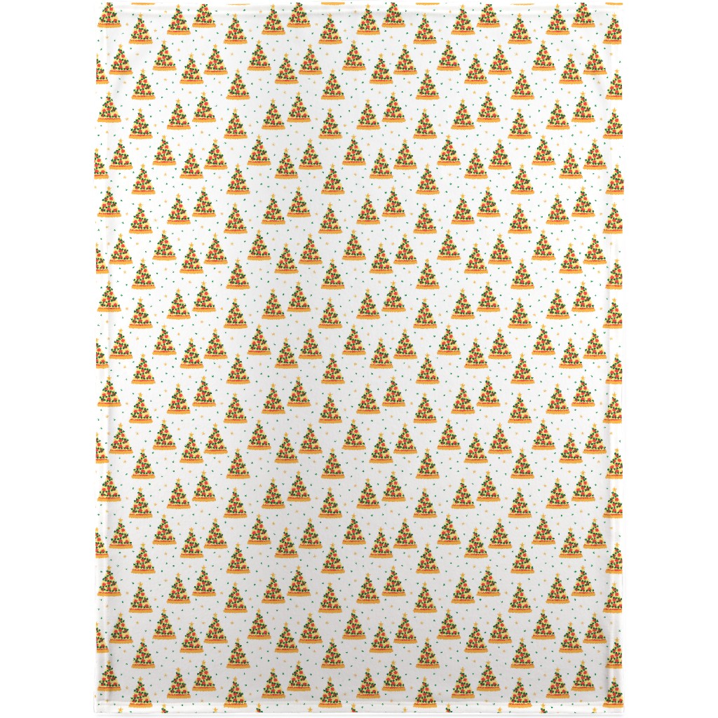 Pizza Christmas Trees - Multi on Light Blanket, Sherpa, 30x40, Multicolor