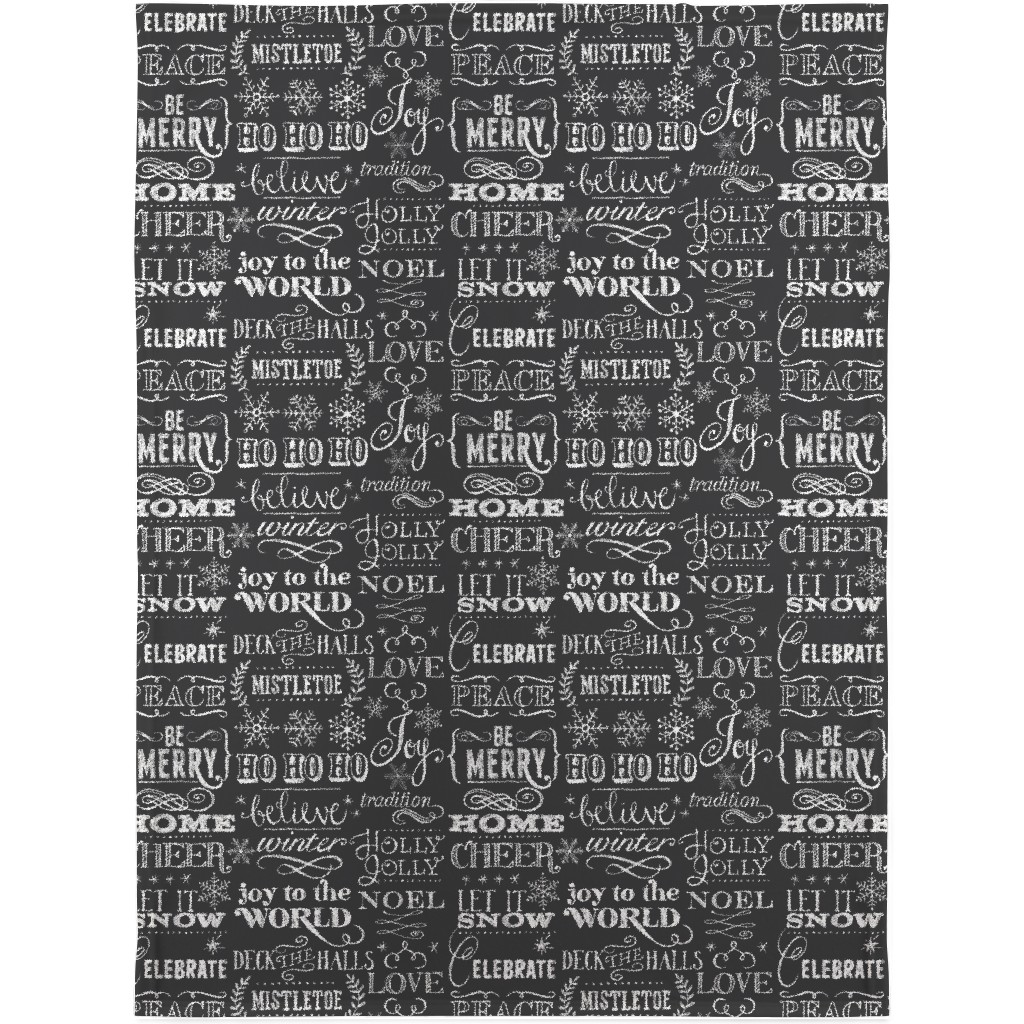 Chalkboard Christmas Sayings Blanket, Sherpa, 30x40, Gray
