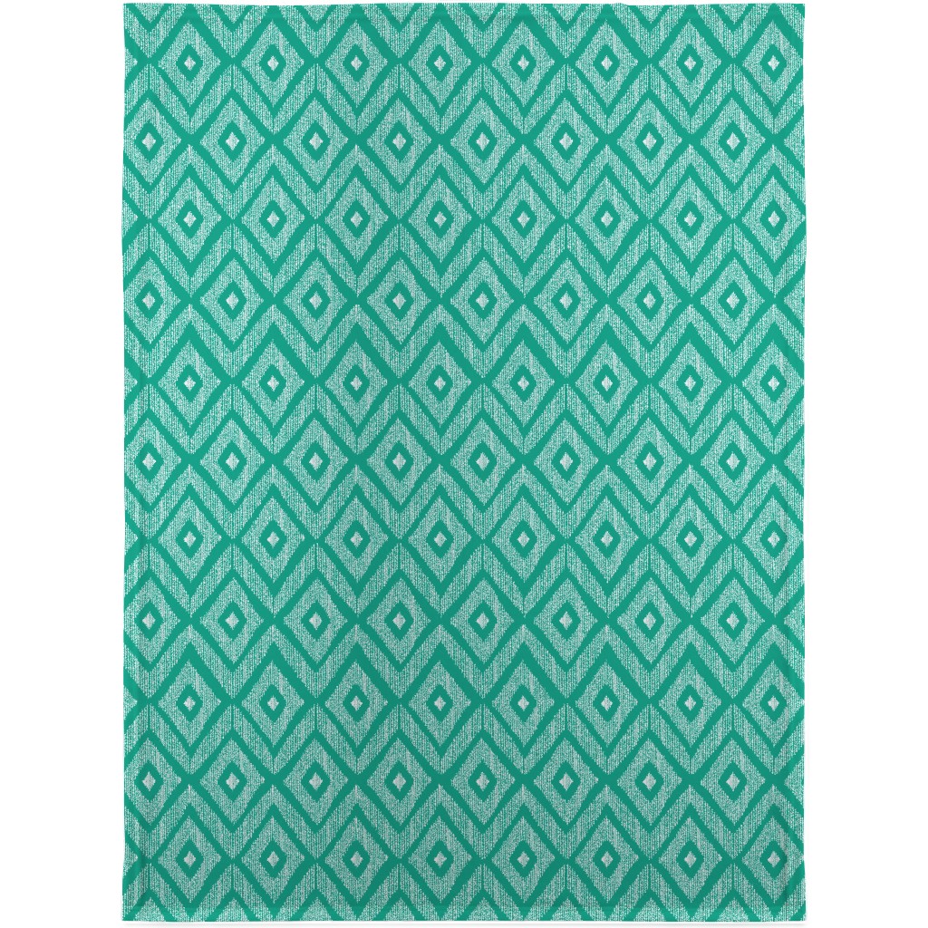 Ikat Blanket, Sherpa, 30x40, Green, Tidal Wave