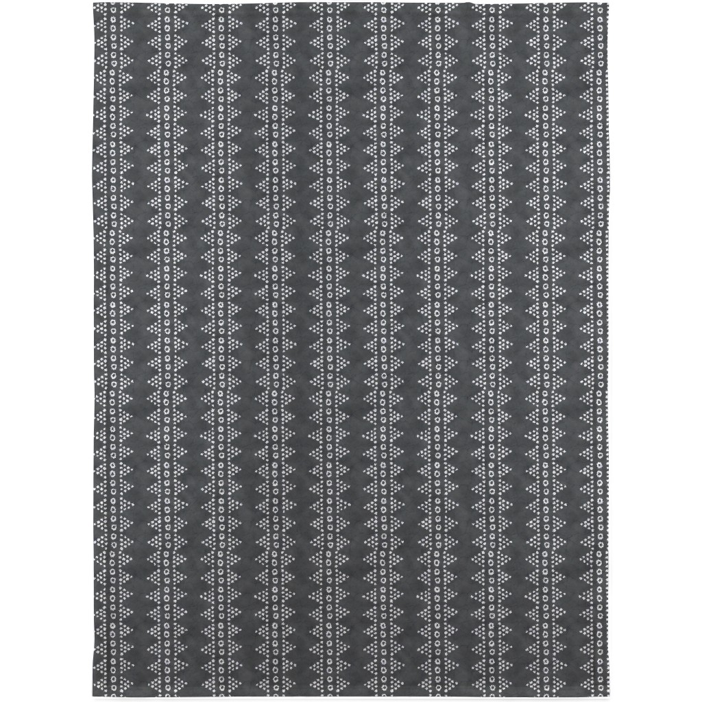 Batik Triangle Stripe - Earth Smoke Blanket, Sherpa, 30x40, Gray, Gray