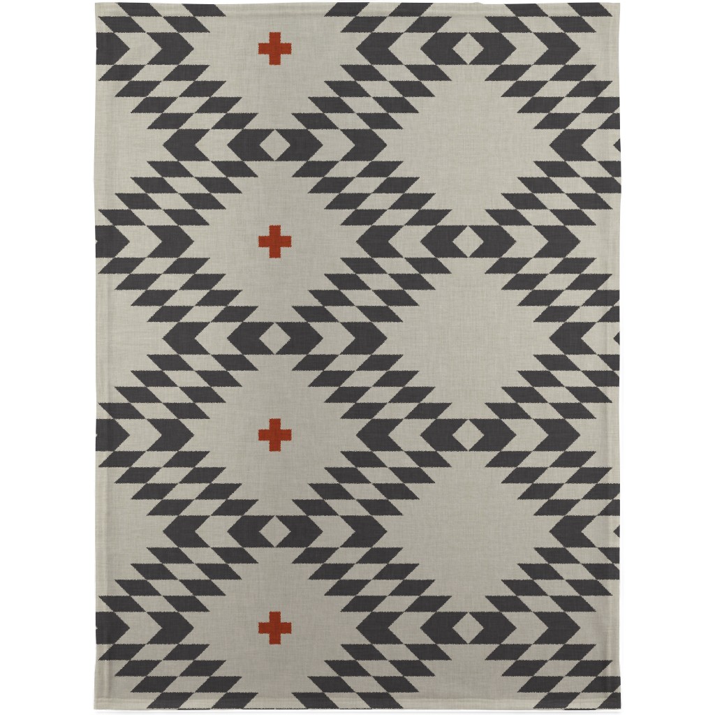 Native Natural - Neutral With Orange Blanket, Sherpa, 30x40, Gray, Gray