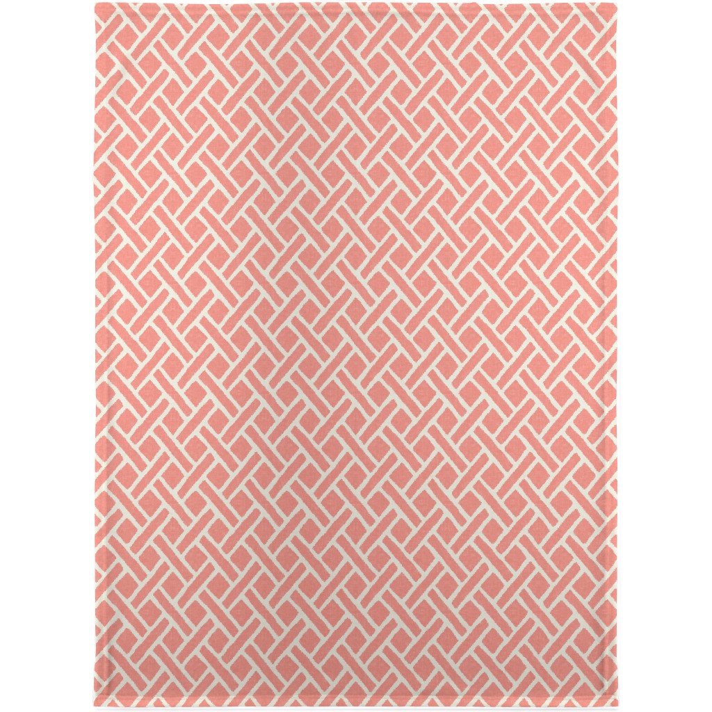 Lattice - Light Coral Blanket, Sherpa, 30x40, Pink, Bright Pink