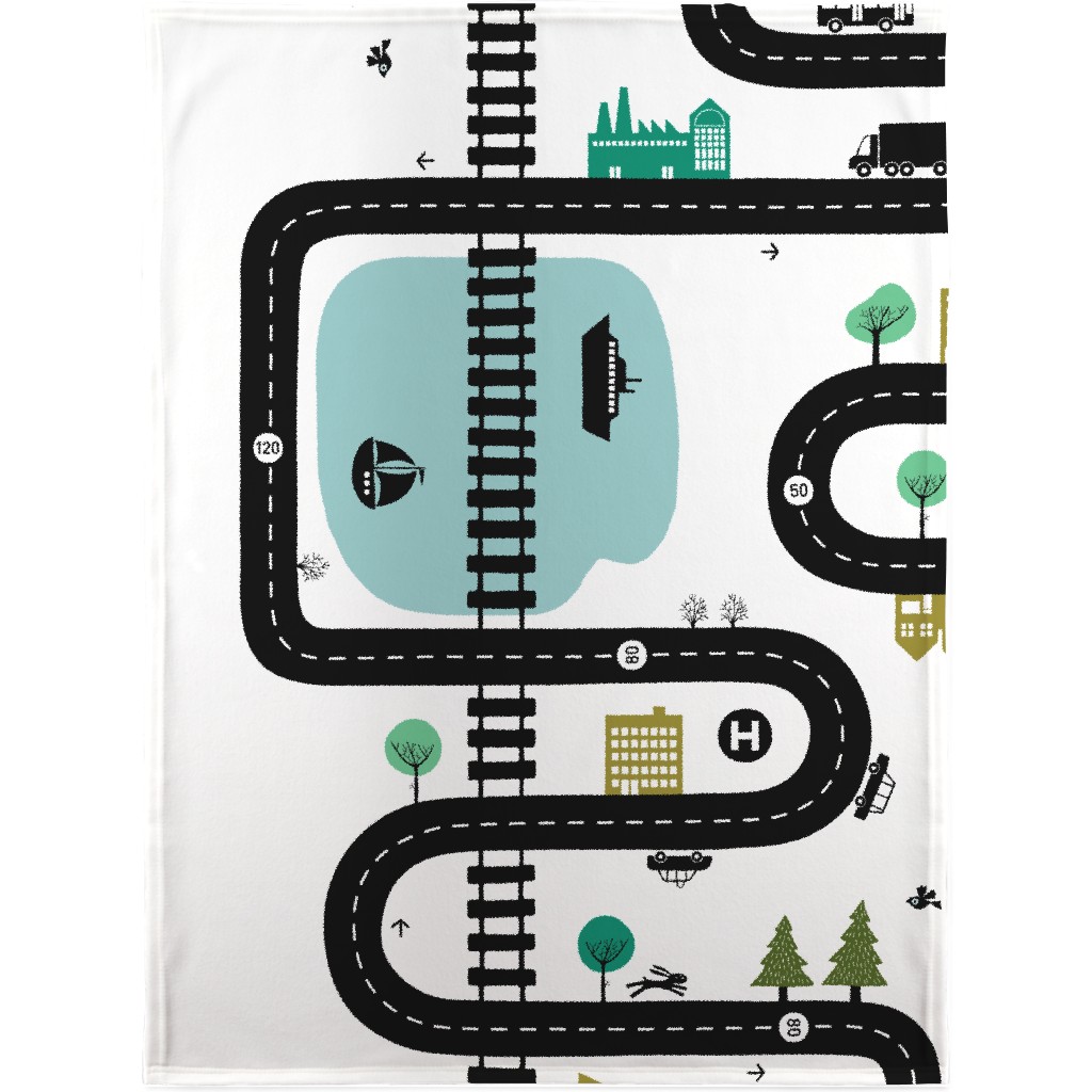 Road Map - White Blanket, Sherpa, 30x40, White, White