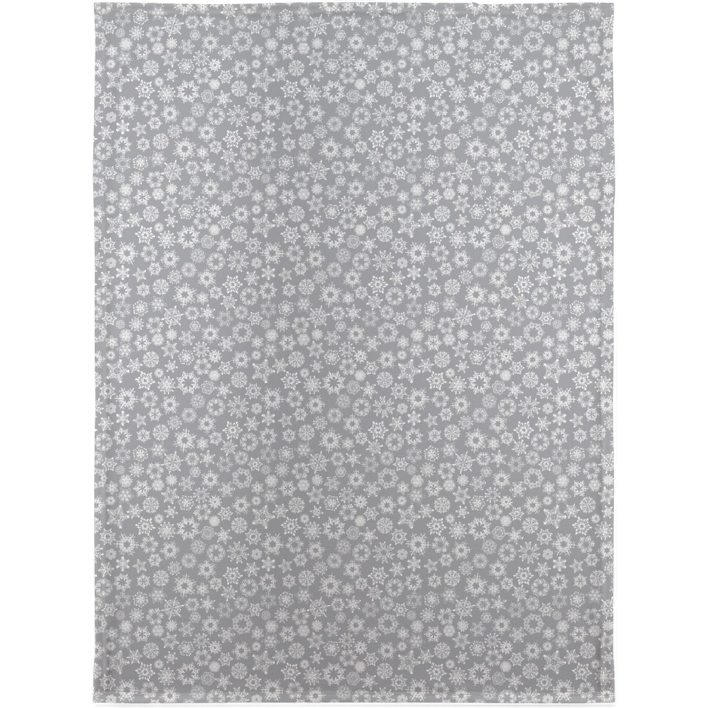 Snowflake Silver Blanket, Sherpa, 30x40, Gray