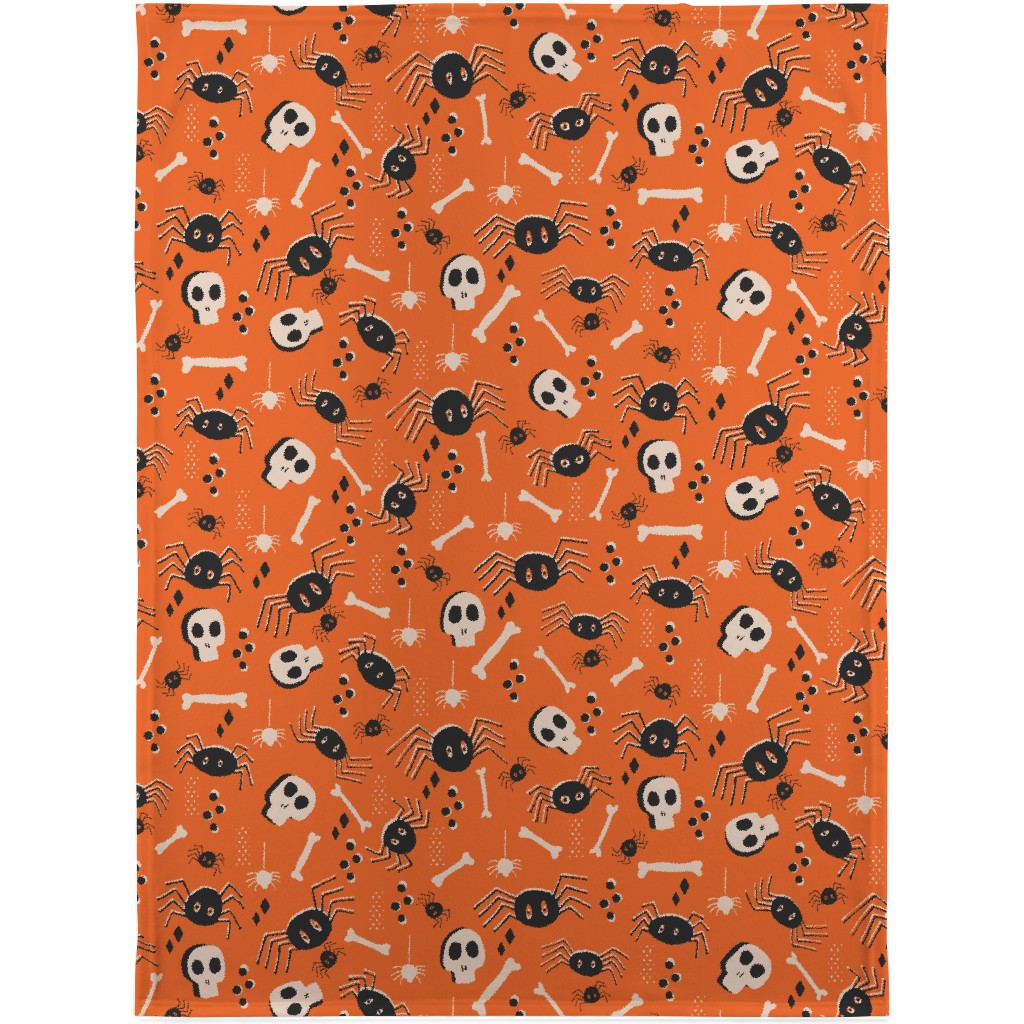 Vintage Halloween - Orange and Black Blanket, Sherpa, 30x40, Orange