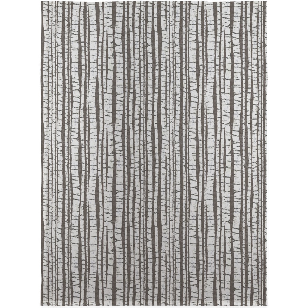 Birch Forest - Gray Blanket, Sherpa, 30x40, Gray, Gray