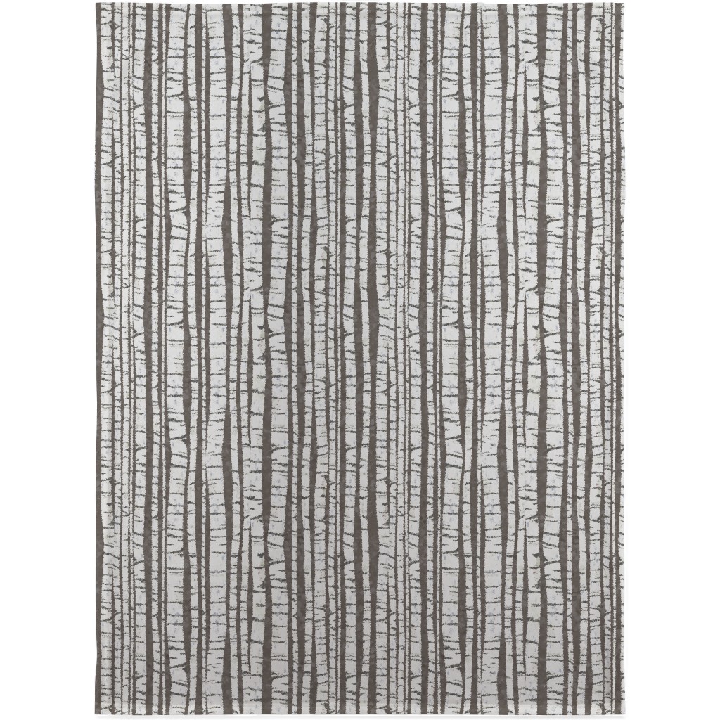 Birch Forest - Gray Blanket, Sherpa, 30x40, Gray