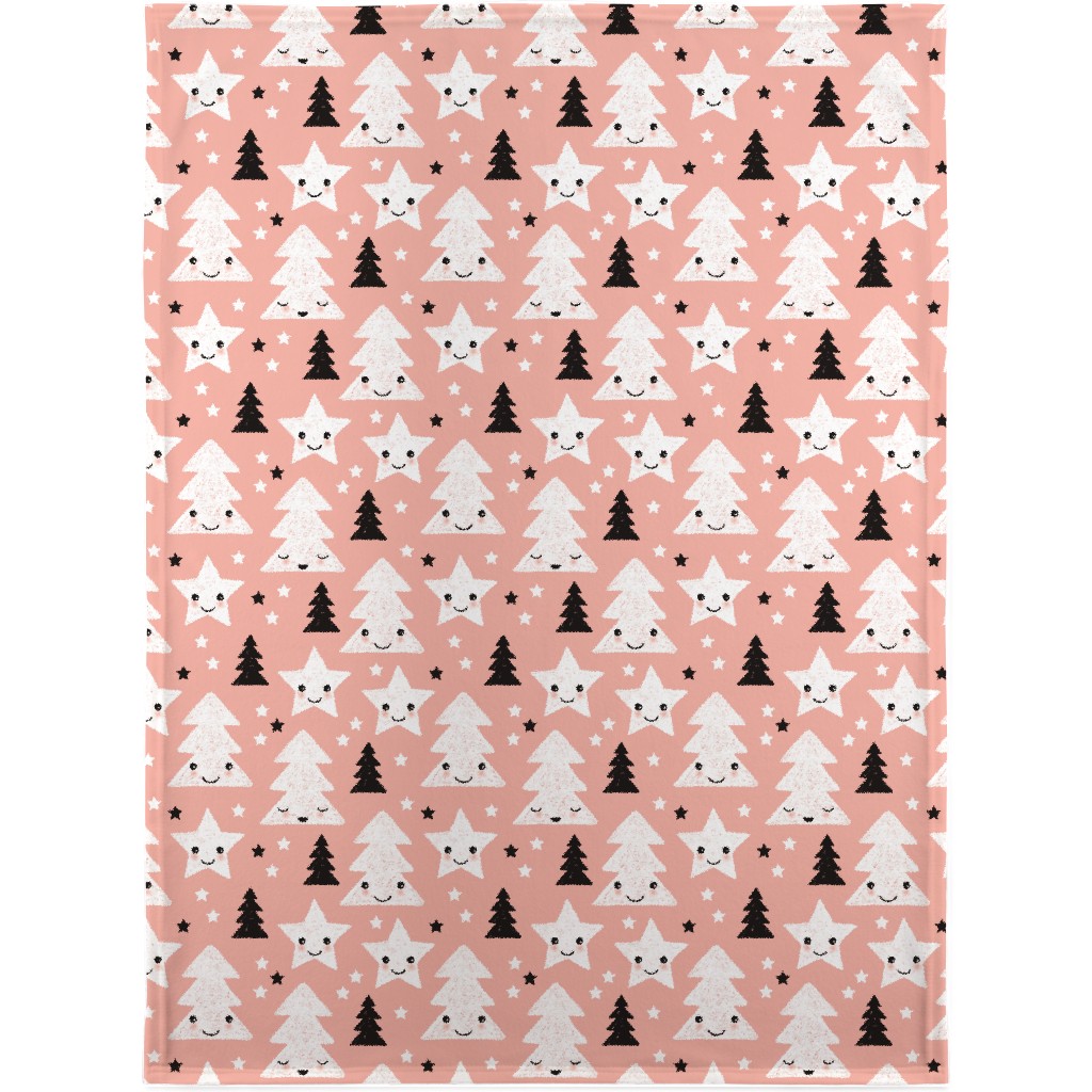 Merry Christmas Kawaii - Pink Blanket, Sherpa, 30x40, Pink, Bright Pink