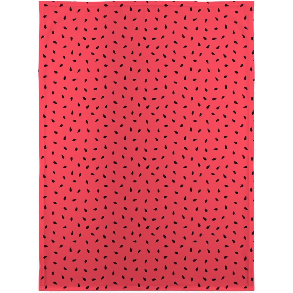 Watermelon Fruit Seeds Blanket, Sherpa, 30x40, Red, Red