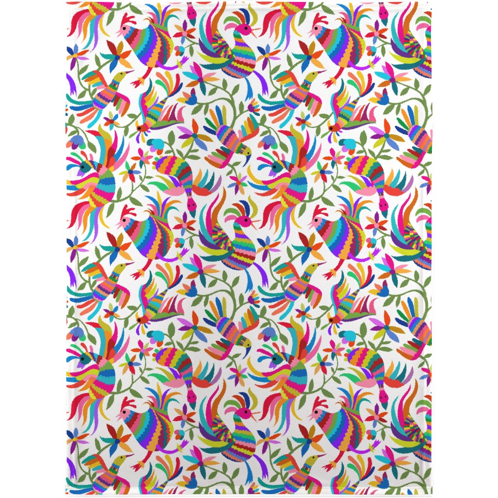 Flying Otomi Birds Ole! Blanket, Sherpa, 30x40, Multicolor