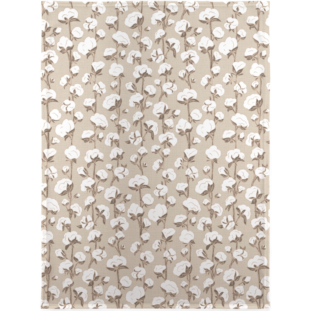 Cotton Stalk Stripe - Brown Blanket, Sherpa, 30x40, Beige, Pearl