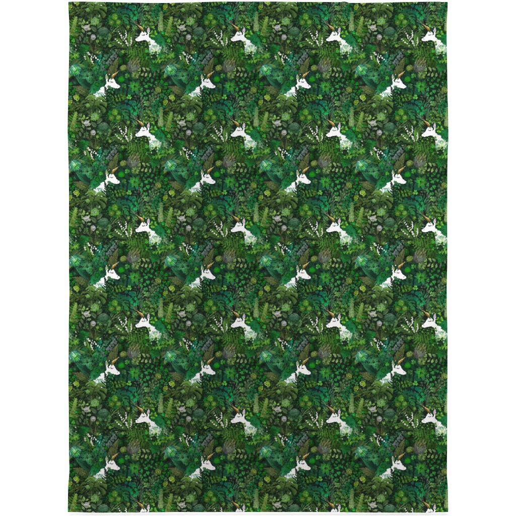 Irish Unicorn in a Green Garden Blanket, Sherpa, 30x40, Green