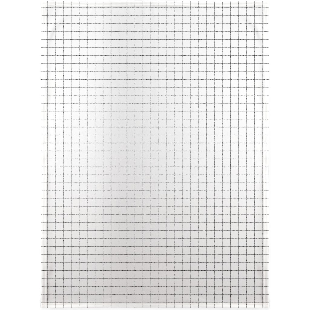 Black & White Grid Blanket, Sherpa, 30x40, White, White