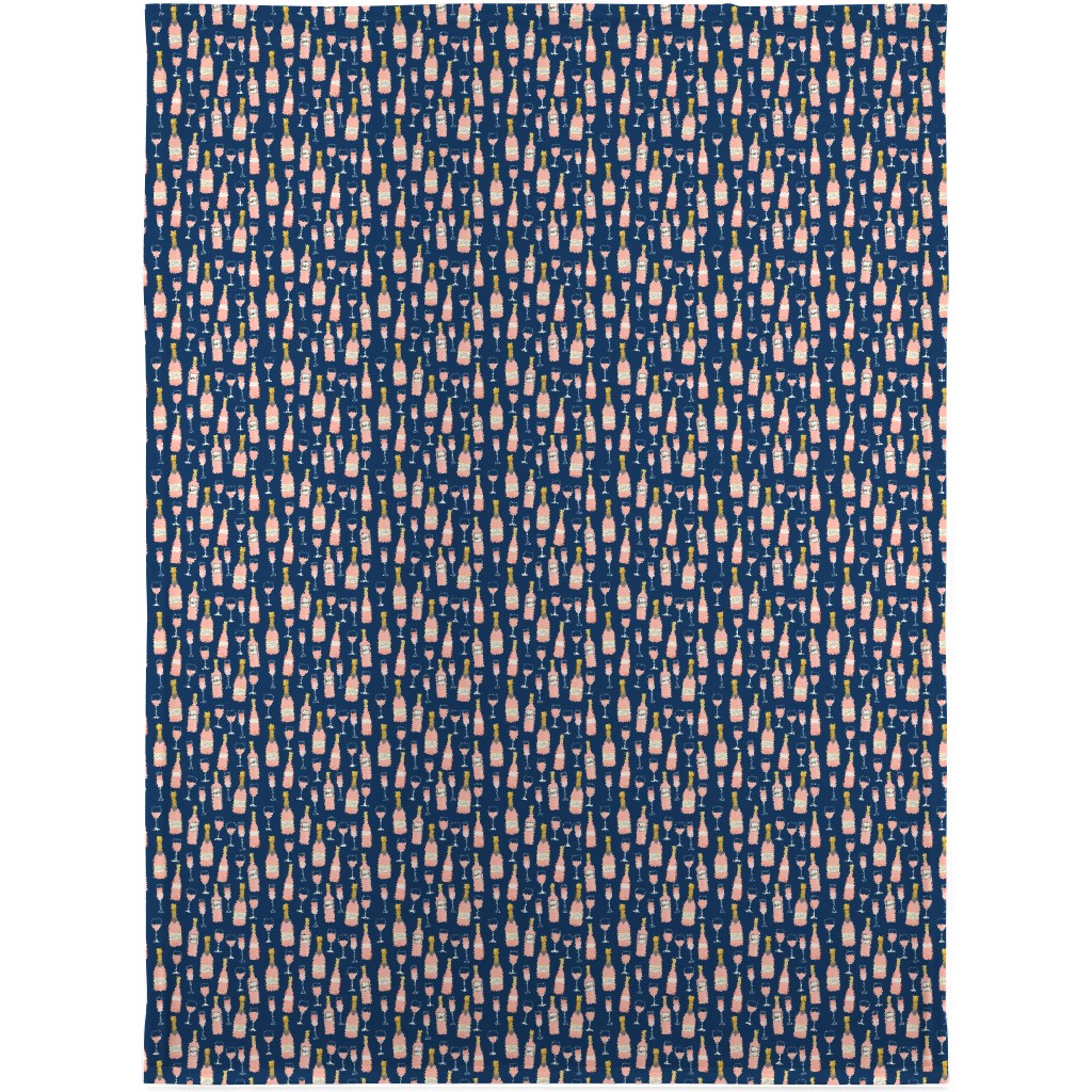Rose All Day Wine Blanket, Sherpa, 30x40, Blue, Deep Night