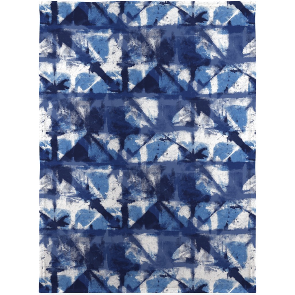 Shibori - Indigo Blanket, Sherpa, 30x40, Blue, True Blue