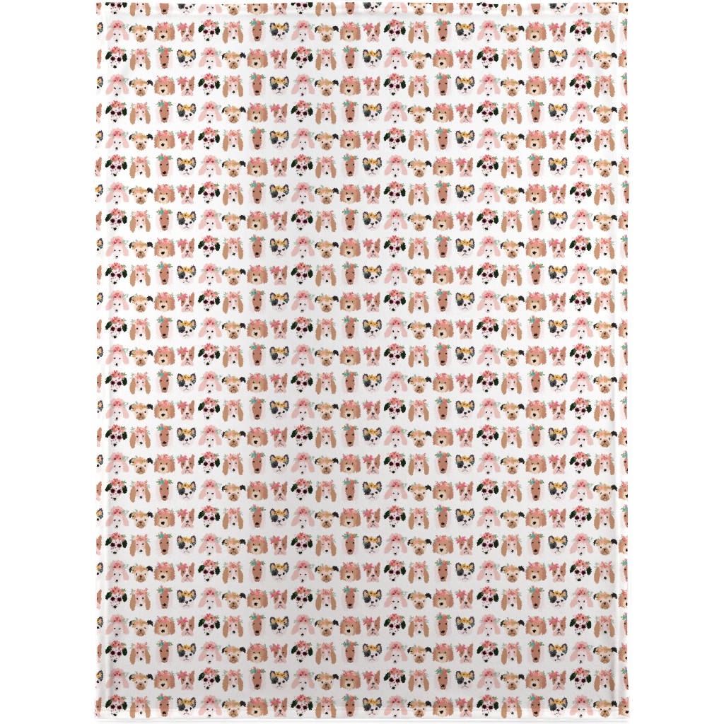 Puppy Dogs With Floral Crowns Blanket, Sherpa, 30x40, Multicolor