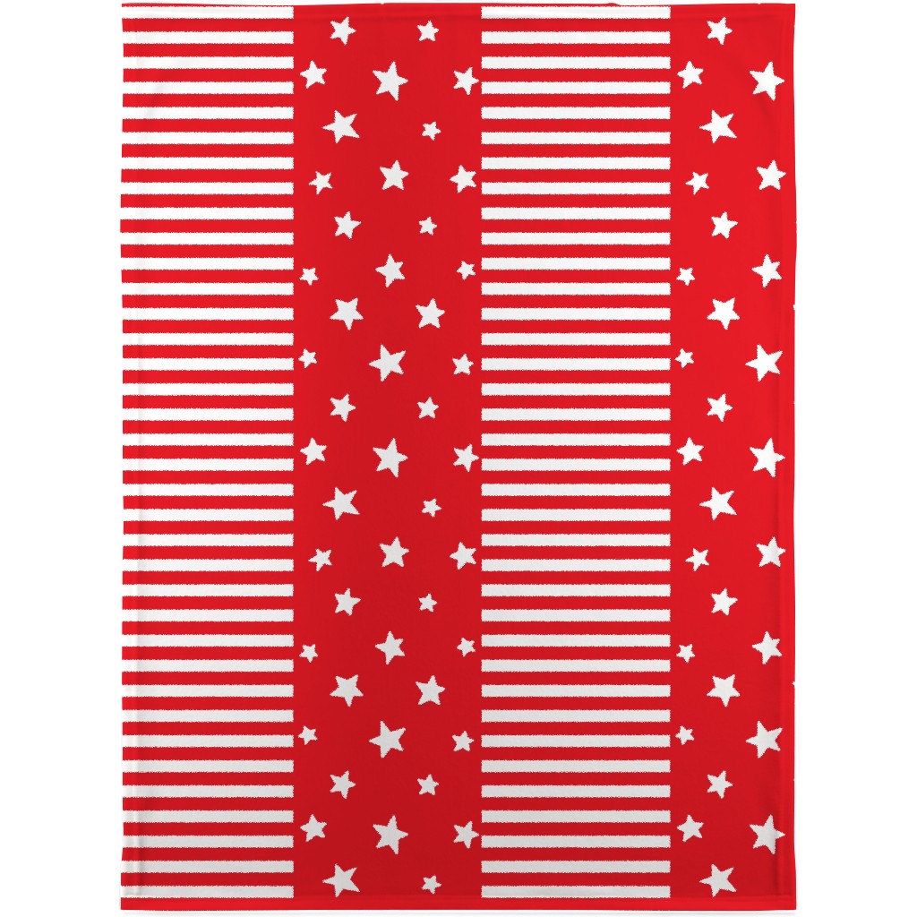 Stars and Stripes - Red and White Blanket, Sherpa, 30x40, Red, Red
