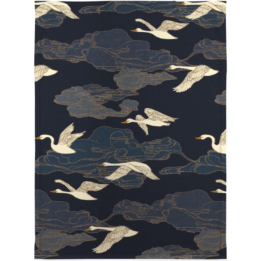 the Wild Swans - Midnight Blanket, Sherpa, 30x40, Blue
