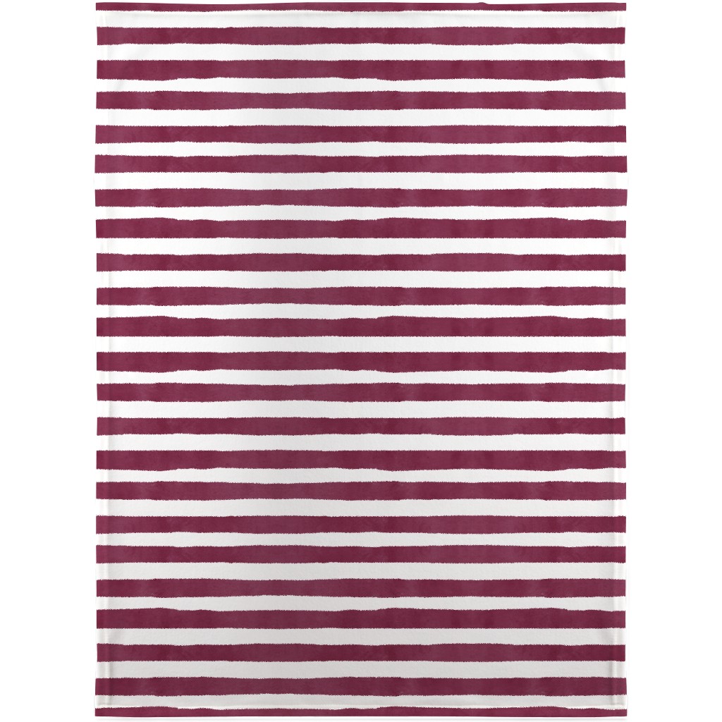 Stripe - Maroon Blanket, Sherpa, 30x40, Red