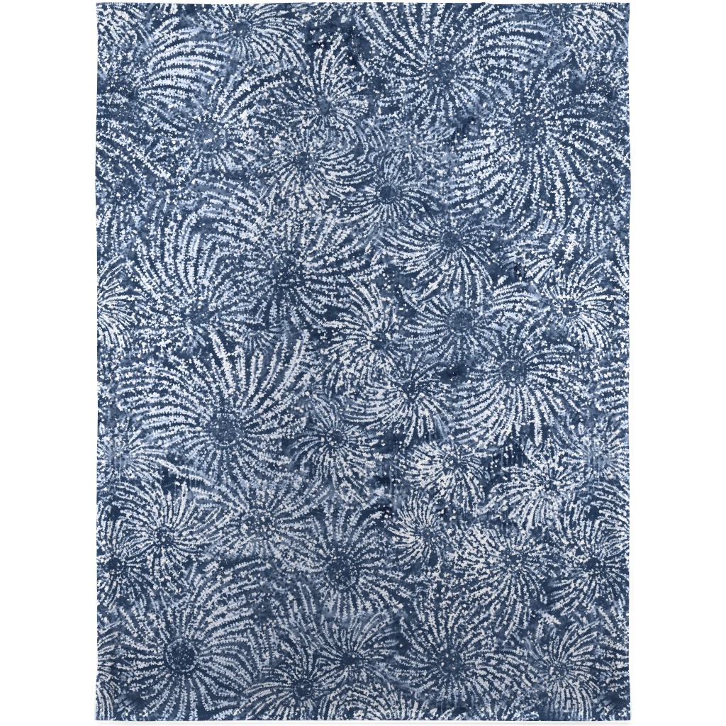 Shibori Floral Bursts - Navy Blanket, Sherpa, 30x40, Blue