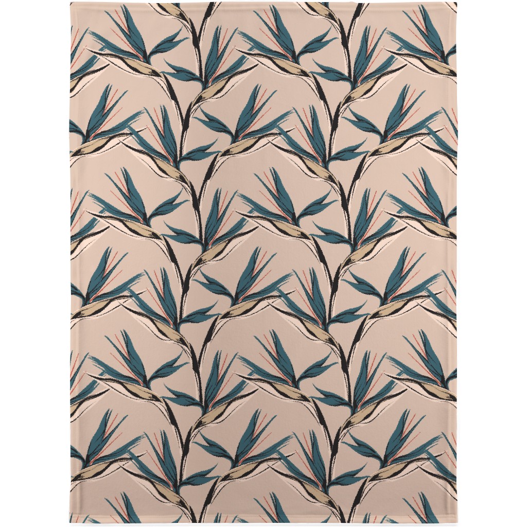 Bird of Paradise Blanket, Sherpa, 30x40, Pink, Pearl
